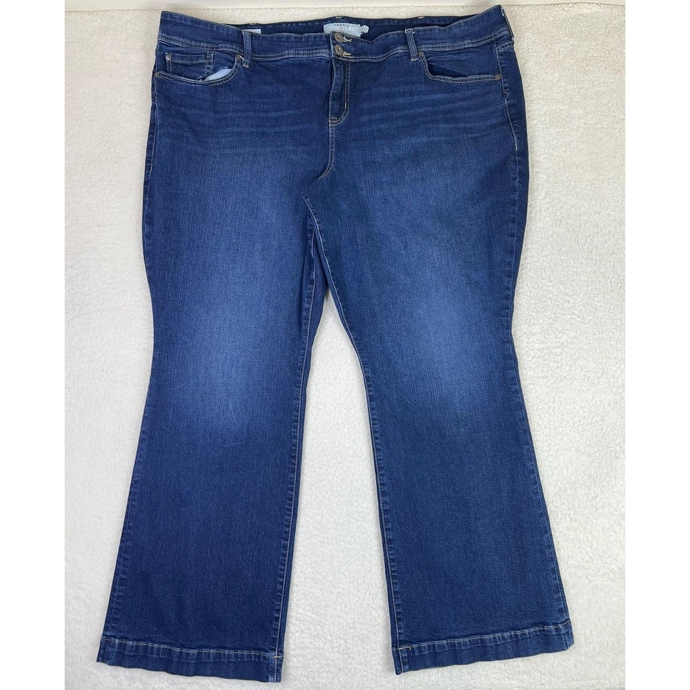 Torrid Flare Jeans Womens 28T Blue Medium Wash High Rise Stretch Denim Plus